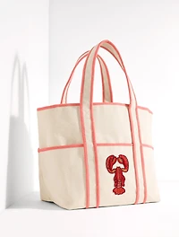 Beaded Lobster Canvas Tote