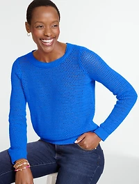 Open Stitch Crewneck Sweater