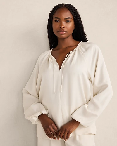 Washed Split Neck Top