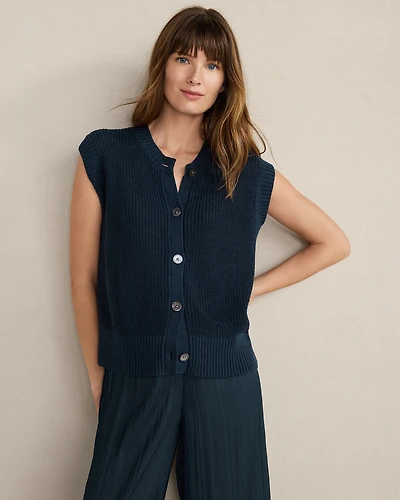 Organic Cotton Linen Sweater Vest