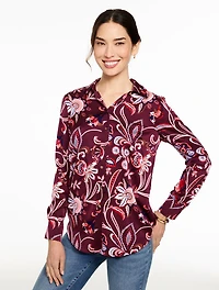 Soft Satin Charmeuse Shirt - Lively Floral