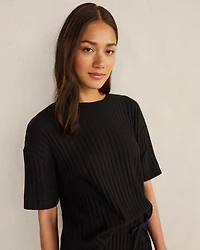 Cotton Wide Rib Short Sleeve Top