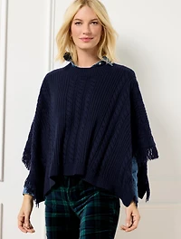 Plus Exclusive Cable Knit Poncho