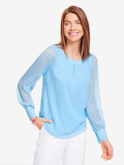 Tie-Back Crinkle Top