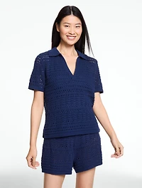 Aqua Club Open-Knit Popover Shirt Cover-Up