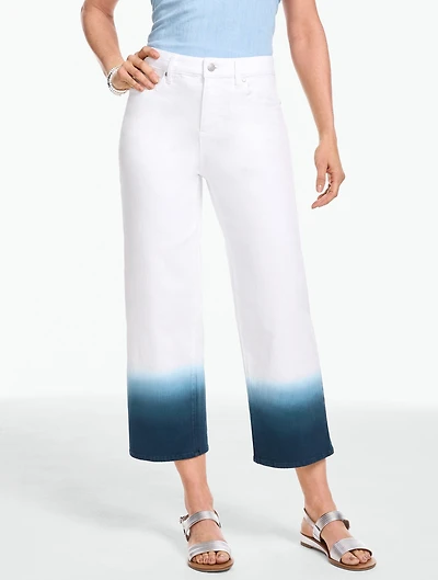 Wide Crop High Waist Jeans - Dip-Dyed
