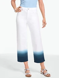 Wide Crop High Waist Jeans - Dip-Dyed