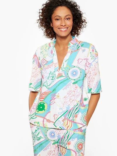 Aqua Club Gauze Popover Shirt Cover-Up - Côte d'Azur
