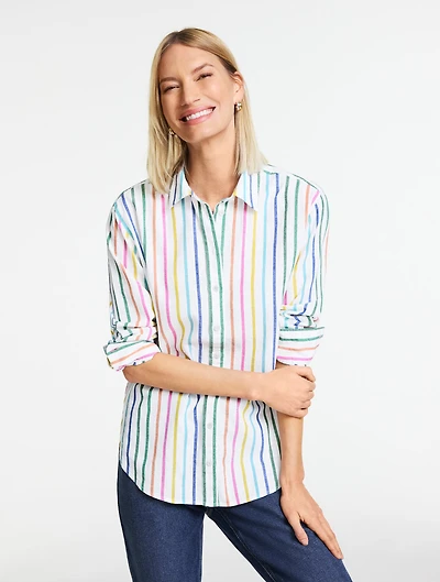 Linen Everyday Relaxed Shirt - Harmonious Stripe