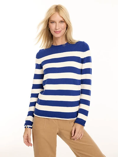 The Classic Roll Neck Sweater - Breton Stripe