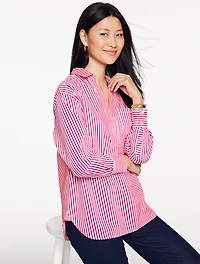 Poplin Top - Tailored Stripe
