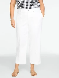 Wide Crop High Waist Lightweight Jeans - Pintuck