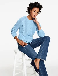 Cable Knit Crewneck Sweater - Marl