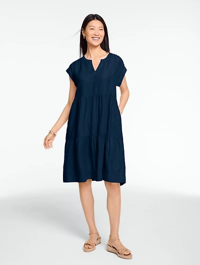 Linen Tiered Swing Dress