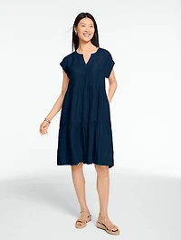 Linen Tiered Swing Dress