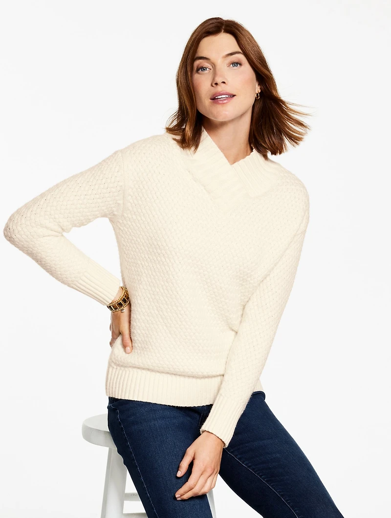 Textured V-Neck Pullover