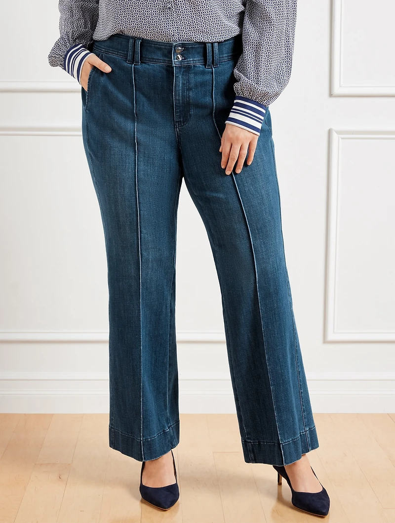 Flare Leg Pintuck Jeans