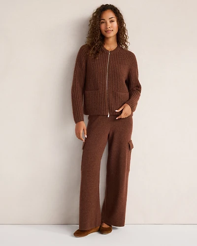 Cashmere Wide Leg Cargo Pants
