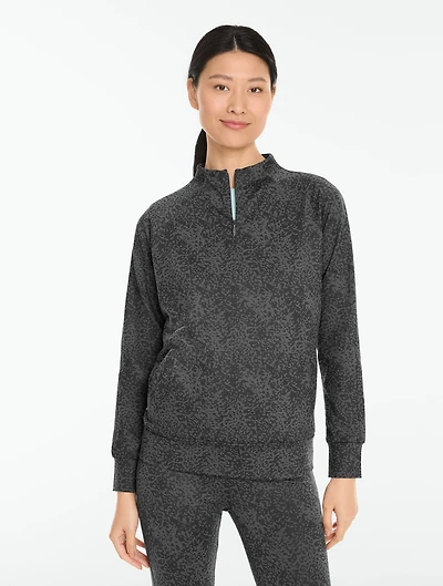 Jacquard Half-Zip Pullover - Abstract Leopard