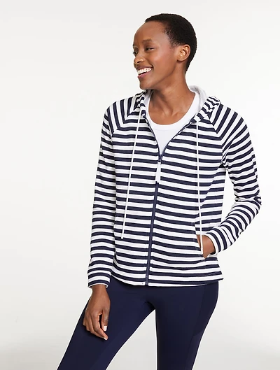 Classic French Terry Hooded Jacket - Stripe