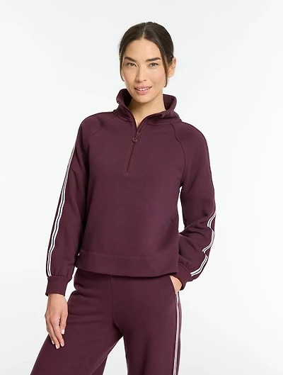 Cozy Fleece Half-Zip Pullover - Side Stripe