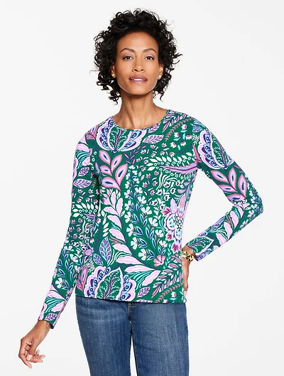 Long Sleeve Crewneck Tee - Botanical Paisley