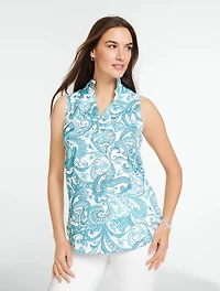 Sleeveless Non-Iron Tunic Popover - Blooming Paisley