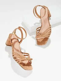 Lily Strappy Block Heel Sandals - Cork