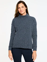 Jacquard Cowl-Neck Pullover - Heart Dot