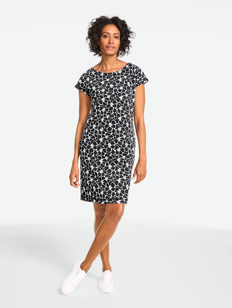 Sunny Floral Jacquard Keyhole Dress