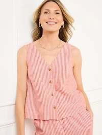 V-Neck Shell - Tonal Stripe