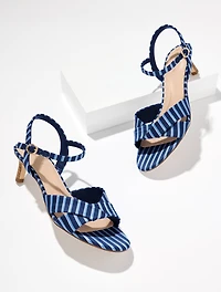 Talia Kitten Heel Sandals - Stripe Tie