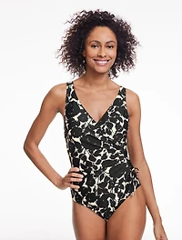 Aqua Club Faux Wrap One-Piece Swimsuit - Capri Rose