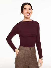 Ribbed Funnel Neck Pullover