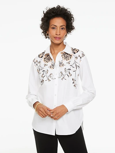 Poplin Shirt - Elegant Floral