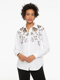 Poplin Shirt - Elegant Floral