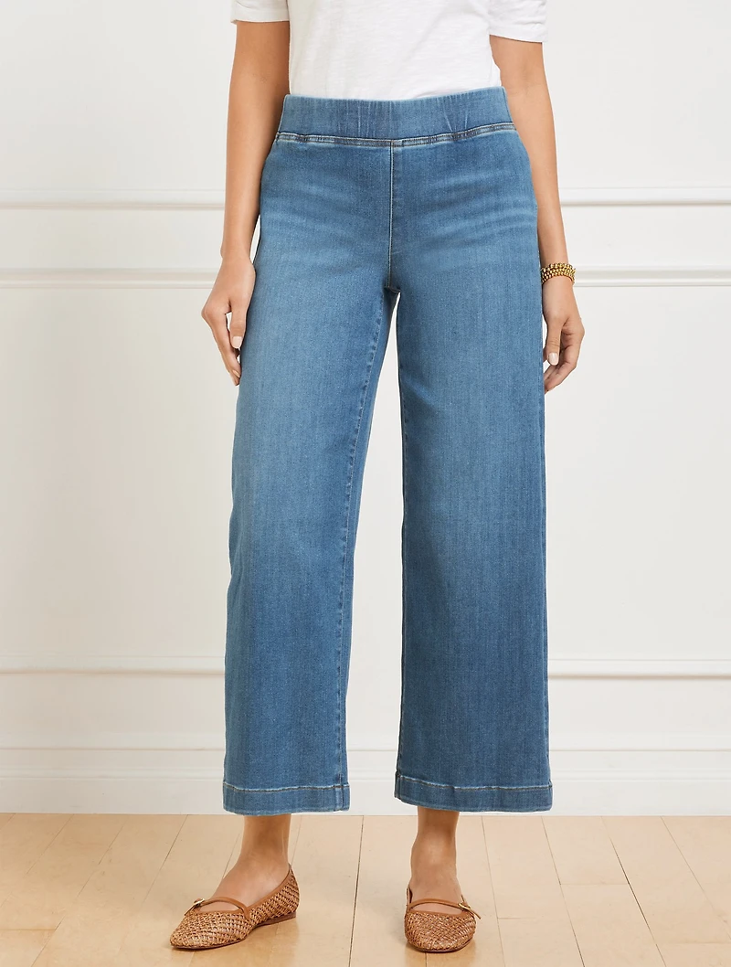 Wide Crop Pull-On Travel Jeans