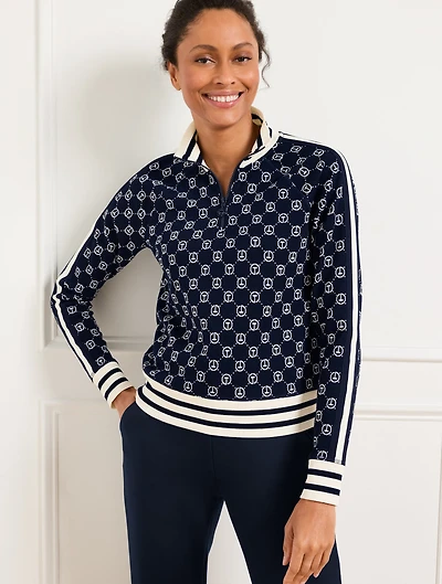 Logo Jacquard Half-Zip Pullover