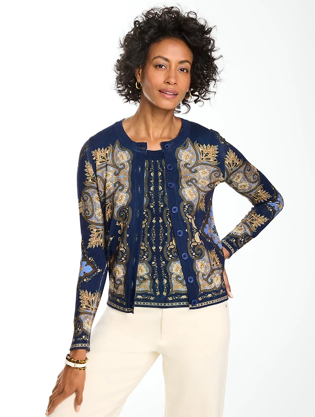 Charming Cardigan - Paisley Sky