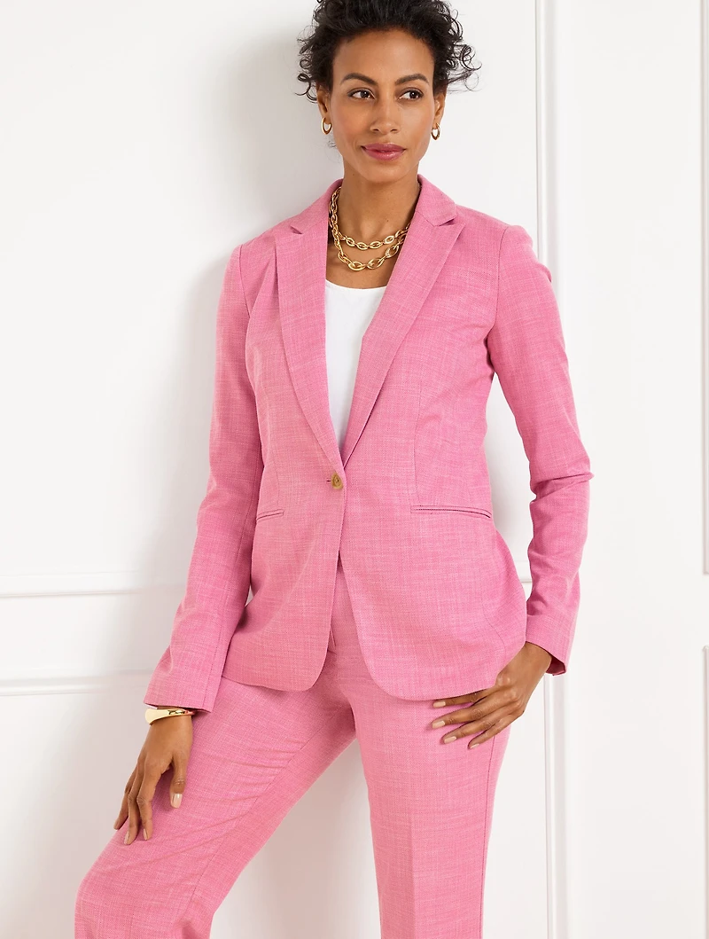 Single Button Twill Blazer