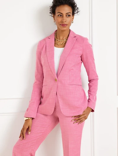 Single Button Twill Blazer