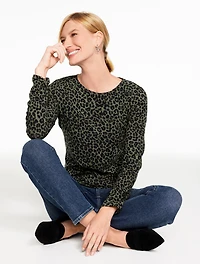 Long Sleeve Crewneck Tee - Leopard