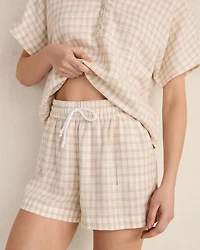 Linen Blend Gingham Shorts