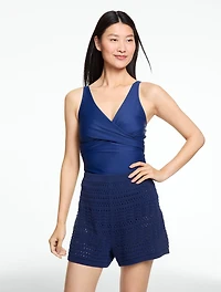 Aqua Club Open-Knit Shorts Cover-Up