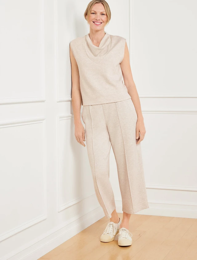 AirKnit Stretch Heathered Cowl-Neck Tank