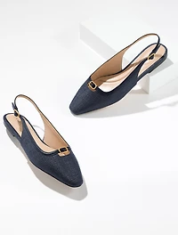 Whitley Shimmer Raffia Slingback Flats