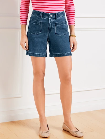 Patch Pocket Denim Shorts - Winslow Wash