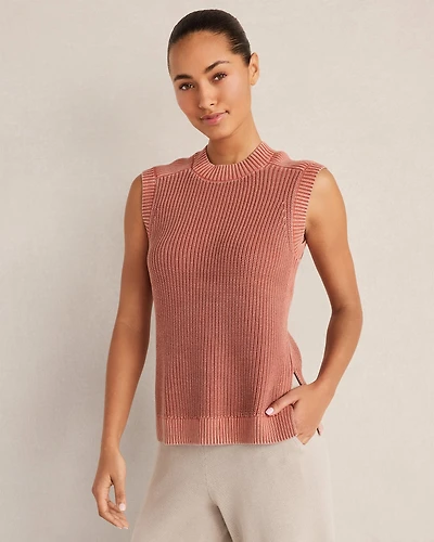 Garment-Dyed Cotton Shaker Sleeveless Sweater