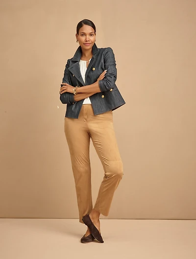 Faux Suede Tapered Ankle Pull-On Pants