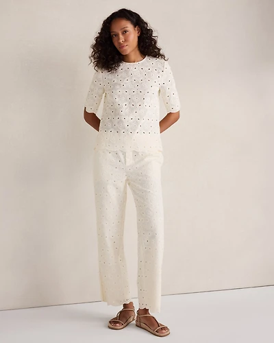 Organic Cotton Eyelet Pants